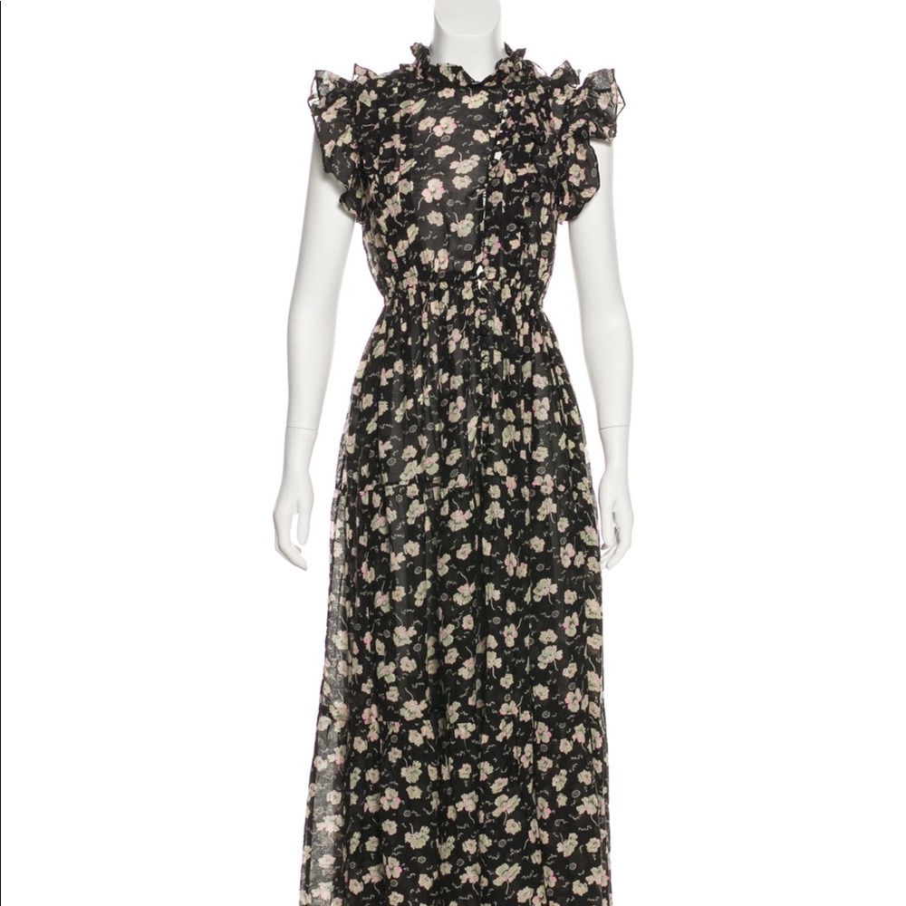 DOEN Carnation Dress in Black Anemone floral